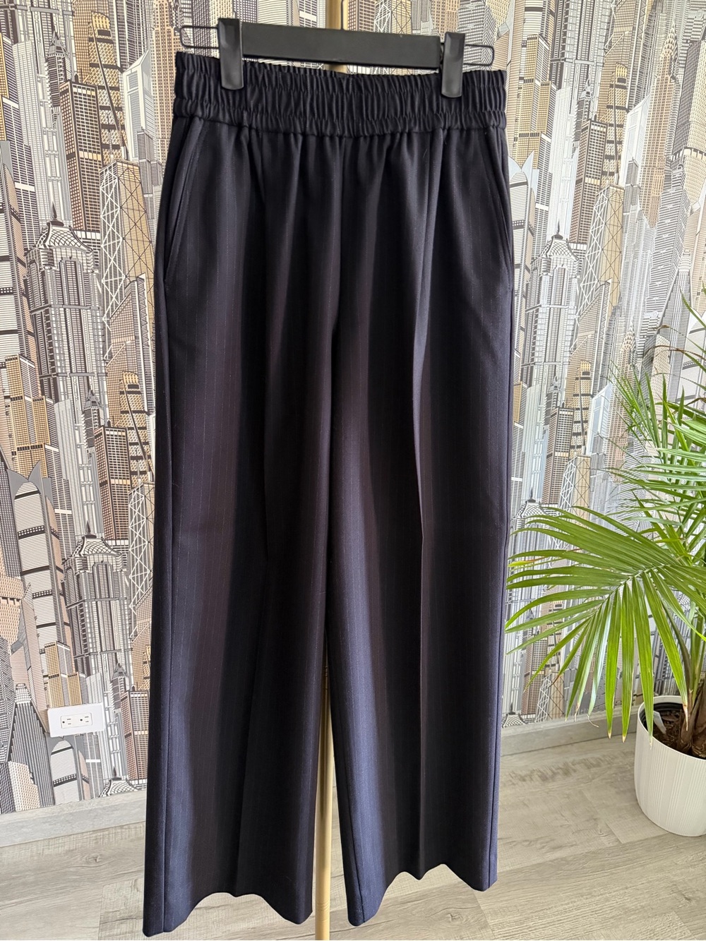 Zara Wide Leg Pants in Navy Black